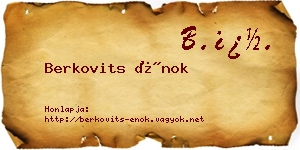 Berkovits Énok névjegykártya